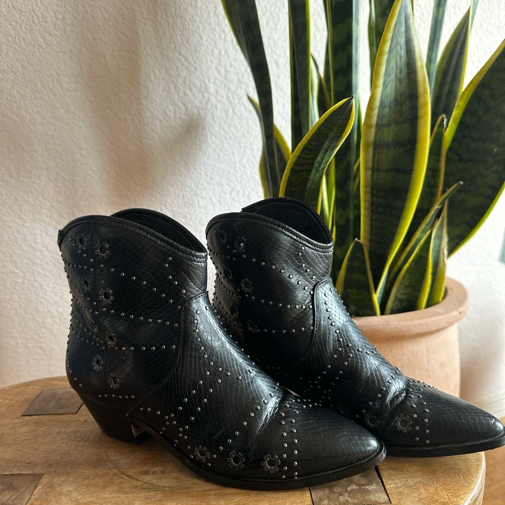 FREE PEOPLE Black Western Ankle Boots